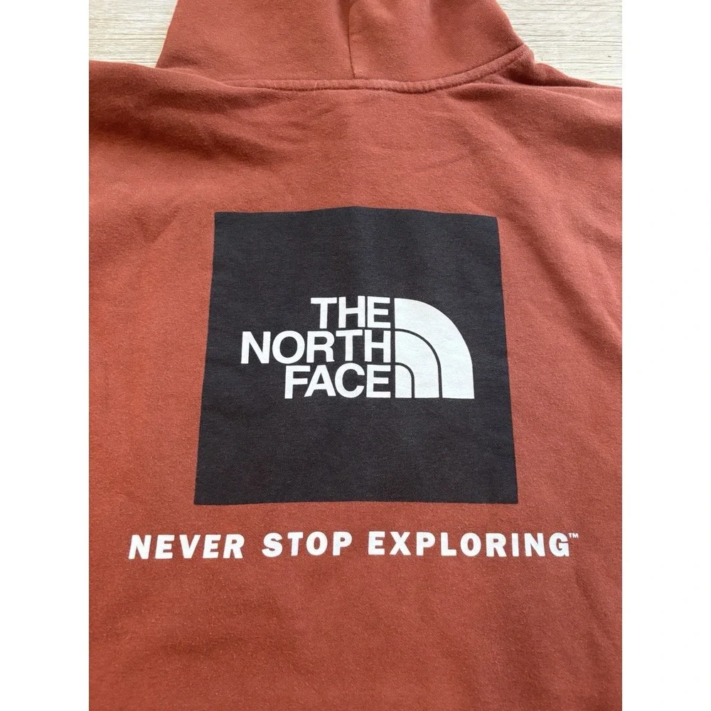 The North Face Mens Rust Orange Box Logo Never Stop Exploring Hoodie XL